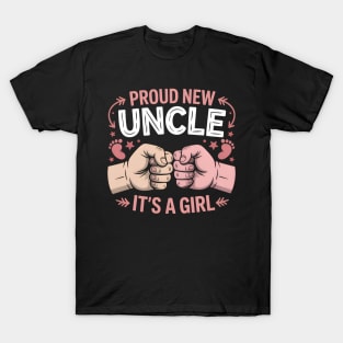 Proud New Uncle It's A Girl Fist Bump Retro Father's Day T-Shirt